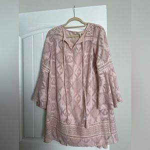Anthropologie nude/pink lace dress with slip